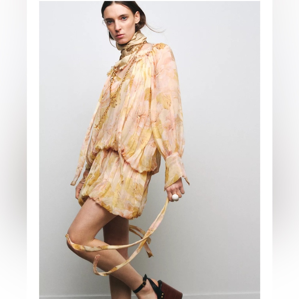 Zara Floral Long Sleeve Dress